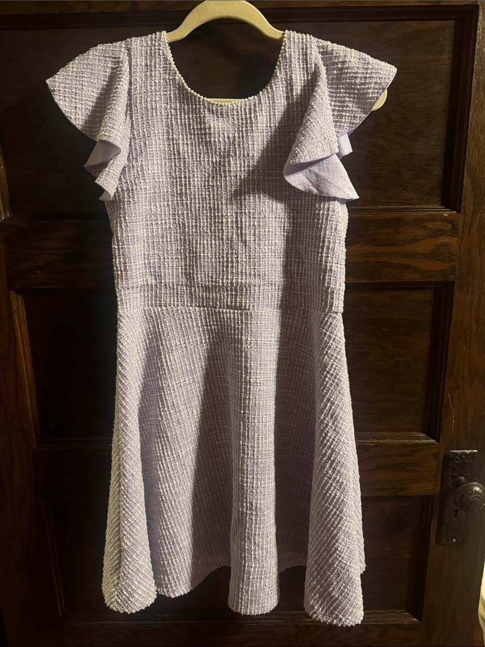Zunie Lilac Textured Flutter-Sleeve Dress
